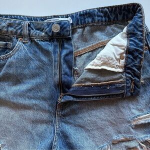 Garage Denim Festival Distressed Blue Jean Short High Waisted Light Wash 11 (30)